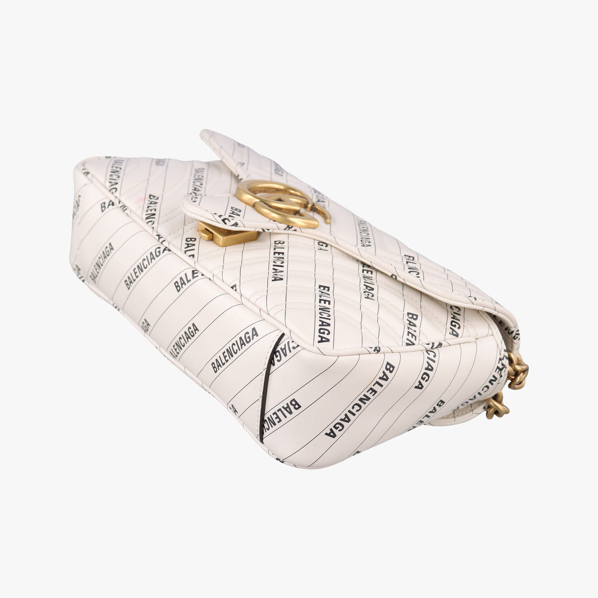 Pre-owned Gucci The Hacker Project GG Marmont White Leather 443497 shoulderbag | stylenewstar