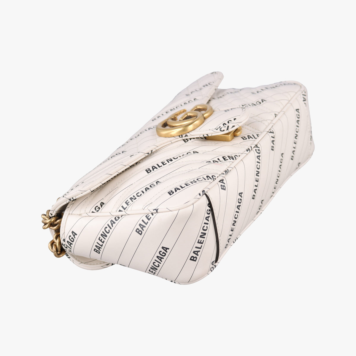 Pre-owned Gucci The Hacker Project GG Marmont White Leather 443497 shoulderbag | stylenewstar