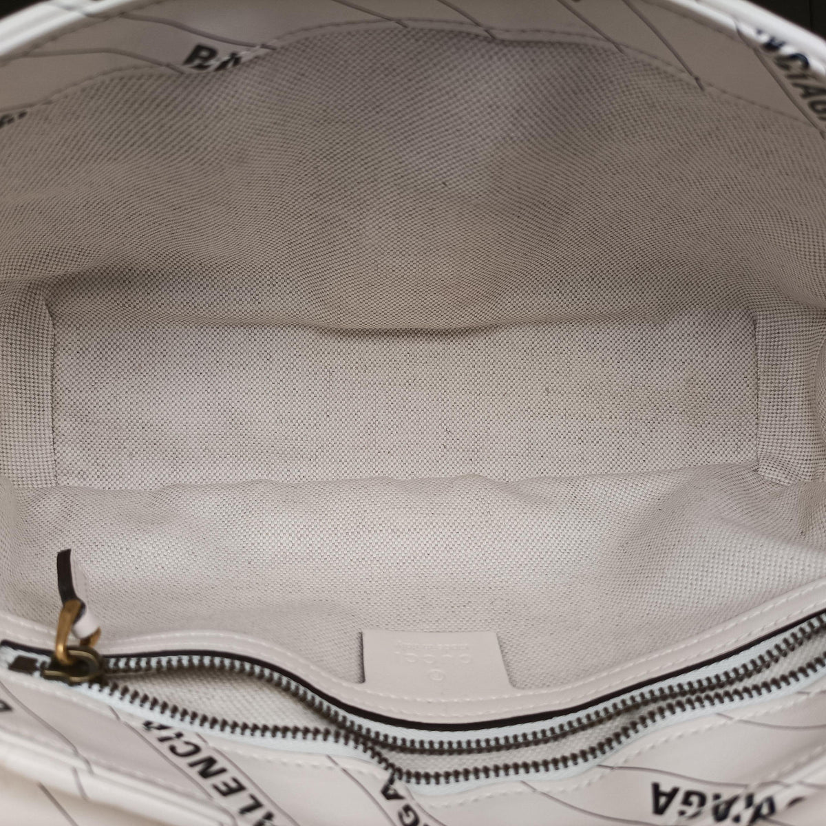 Pre-owned Gucci The Hacker Project GG Marmont White Leather 443497 shoulderbag | stylenewstar