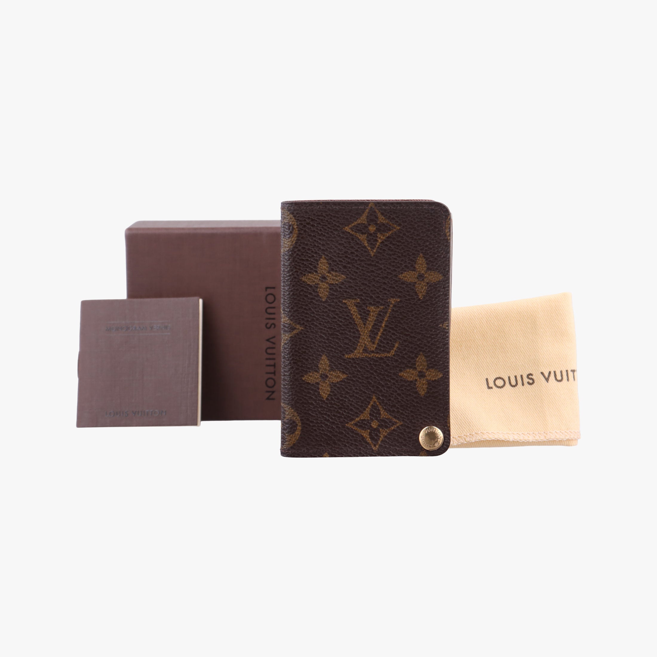 Pre-owned Louis Vuitton Porte Cartes Credit Pression Brown Monogram Canvas M60937 cardcase | stylenewstar