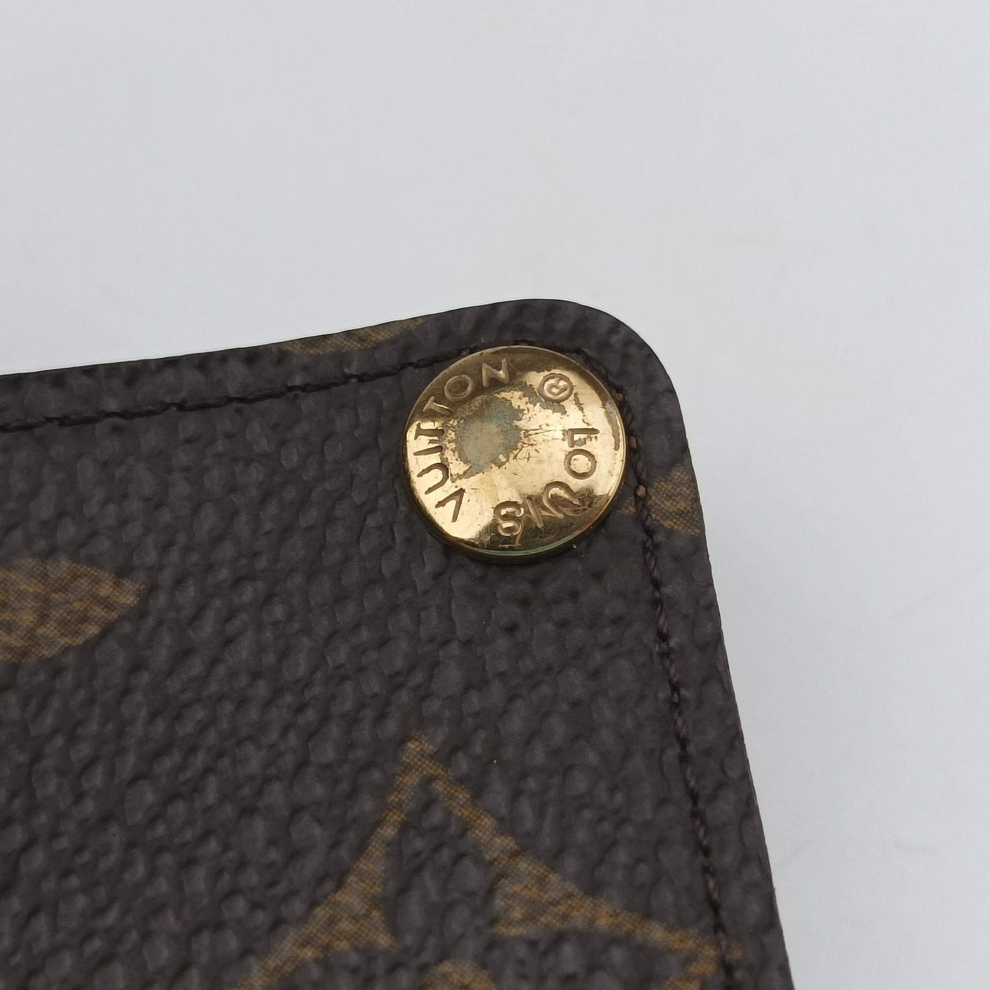 Pre-owned Louis Vuitton Porte Cartes Credit Pression Brown Monogram Canvas M60937 cardcase | stylenewstar
