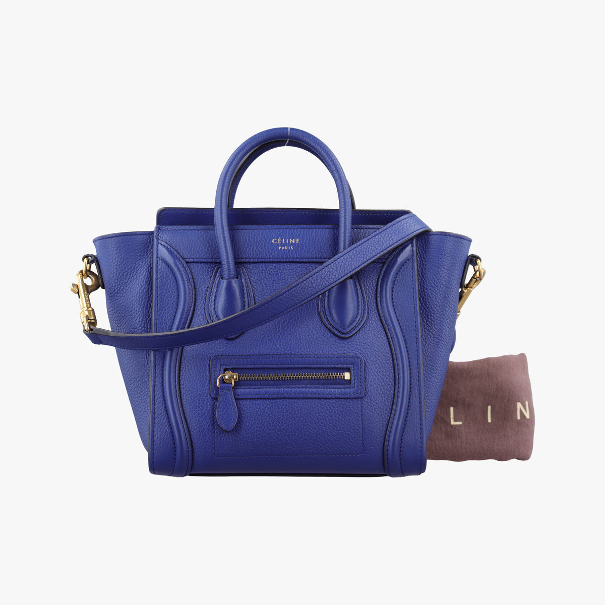 Secondhand Celine luggage nano shopper Blue leather  shoulderbag | stylenewstar