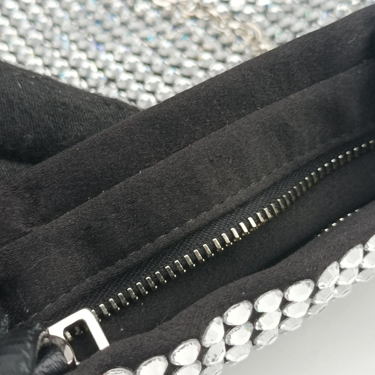 Pre-owned Prada Rosa Satin Crystal Mini Tote Silver Rhinestone 1BA253 shoulderbag | stylenewstar