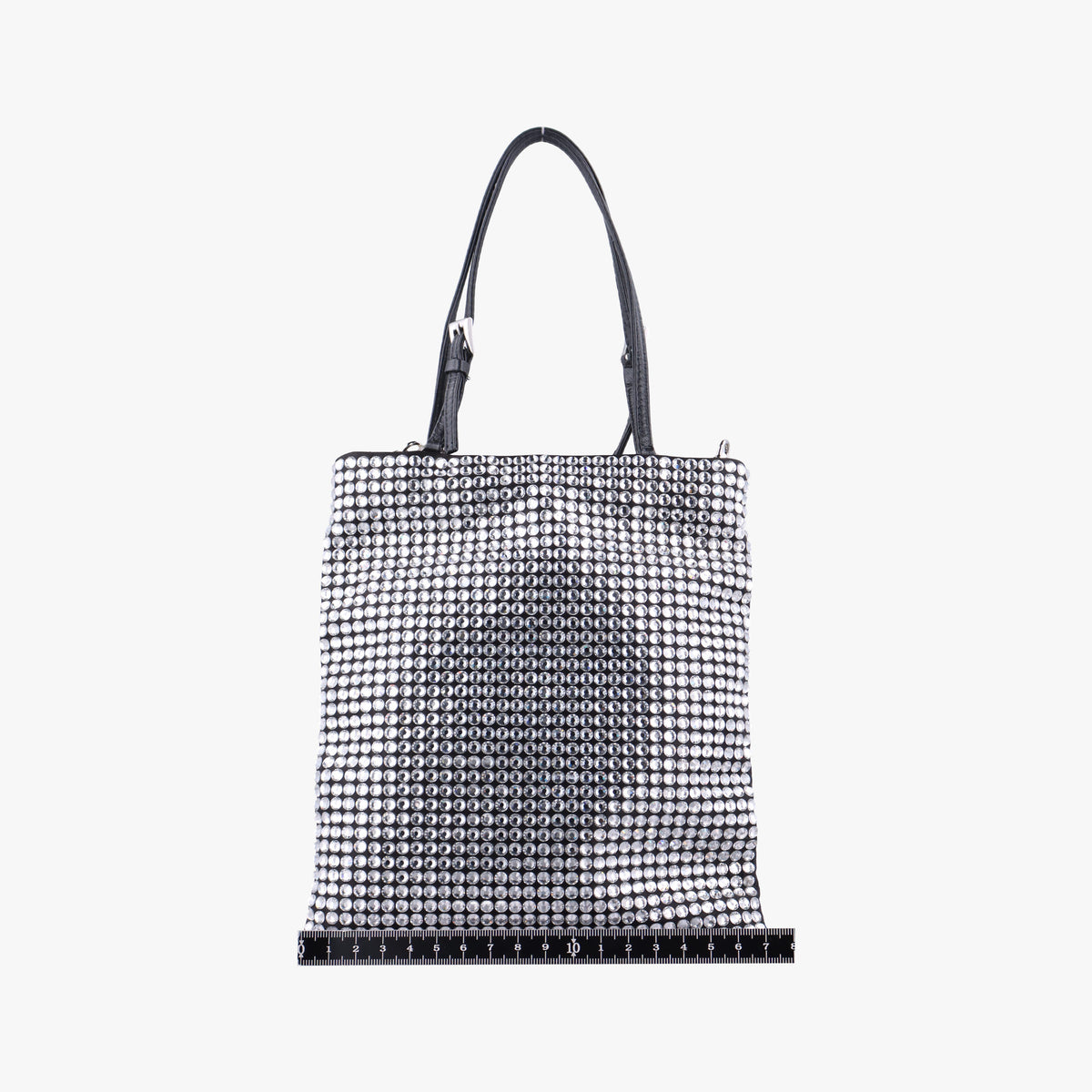Pre-owned Prada Rosa Satin Crystal Mini Tote Silver Rhinestone 1BA253 shoulderbag | stylenewstar