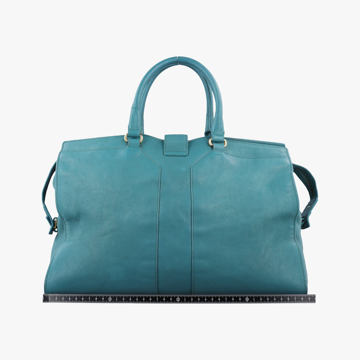 Pre-owned Yves Saint Laurent Y LIGNE Petit Cabas Blue Leather 275091 handbag | stylenewstar