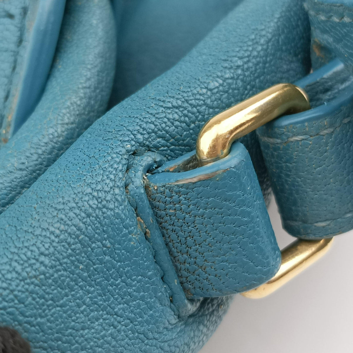 Pre-owned Yves Saint Laurent Y LIGNE Petit Cabas Blue Leather 275091 handbag | stylenewstar