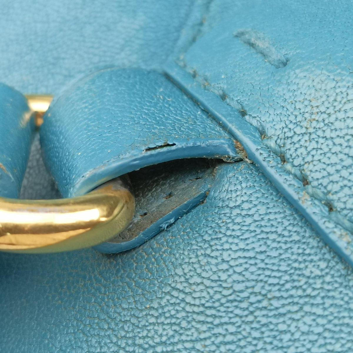 Pre-owned Yves Saint Laurent Y LIGNE Petit Cabas Blue Leather 275091 handbag | stylenewstar