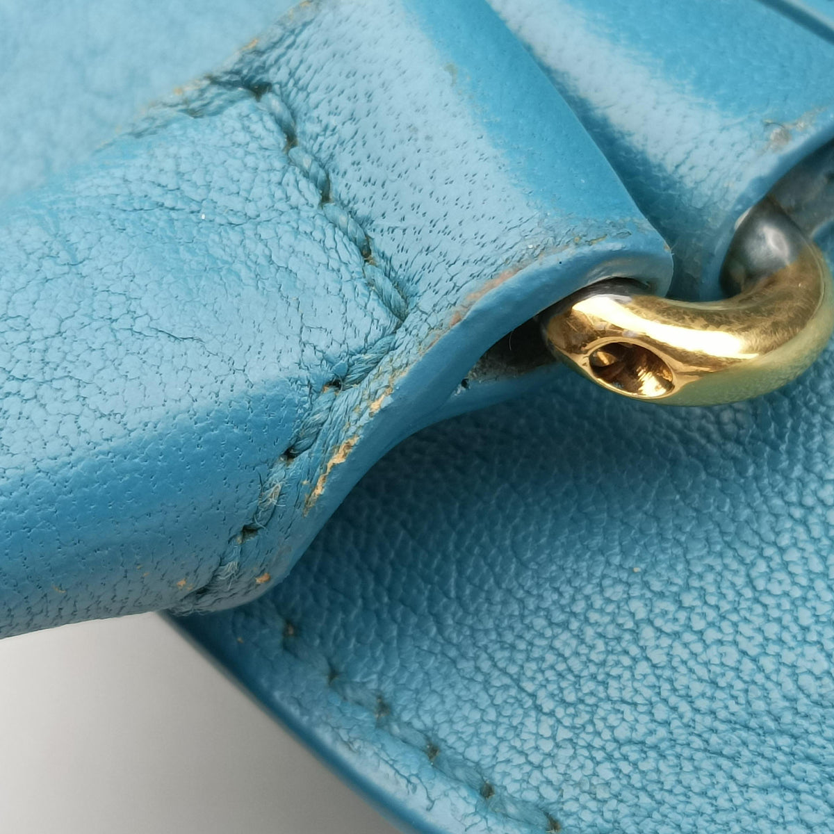 Pre-owned Yves Saint Laurent Y LIGNE Petit Cabas Blue Leather 275091 handbag | stylenewstar