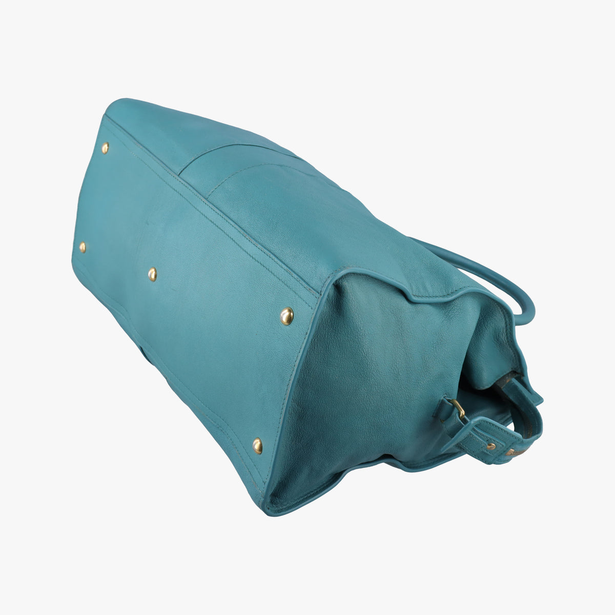 Pre-owned Yves Saint Laurent Y LIGNE Petit Cabas Blue Leather 275091 handbag | stylenewstar