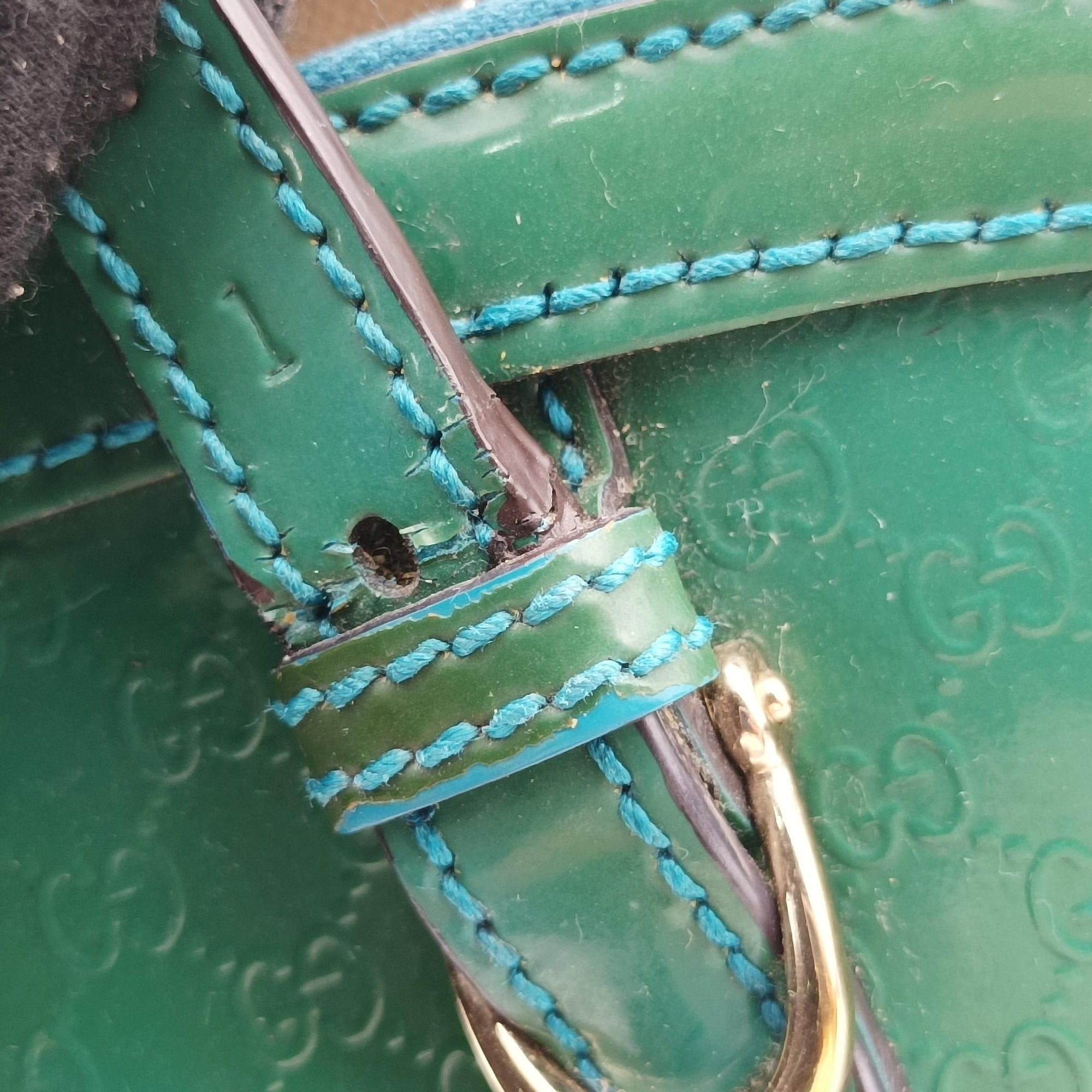 Pre-owned Gucci Microguccissima Green Patent Leather 309617 shoulderbag | stylenewstar