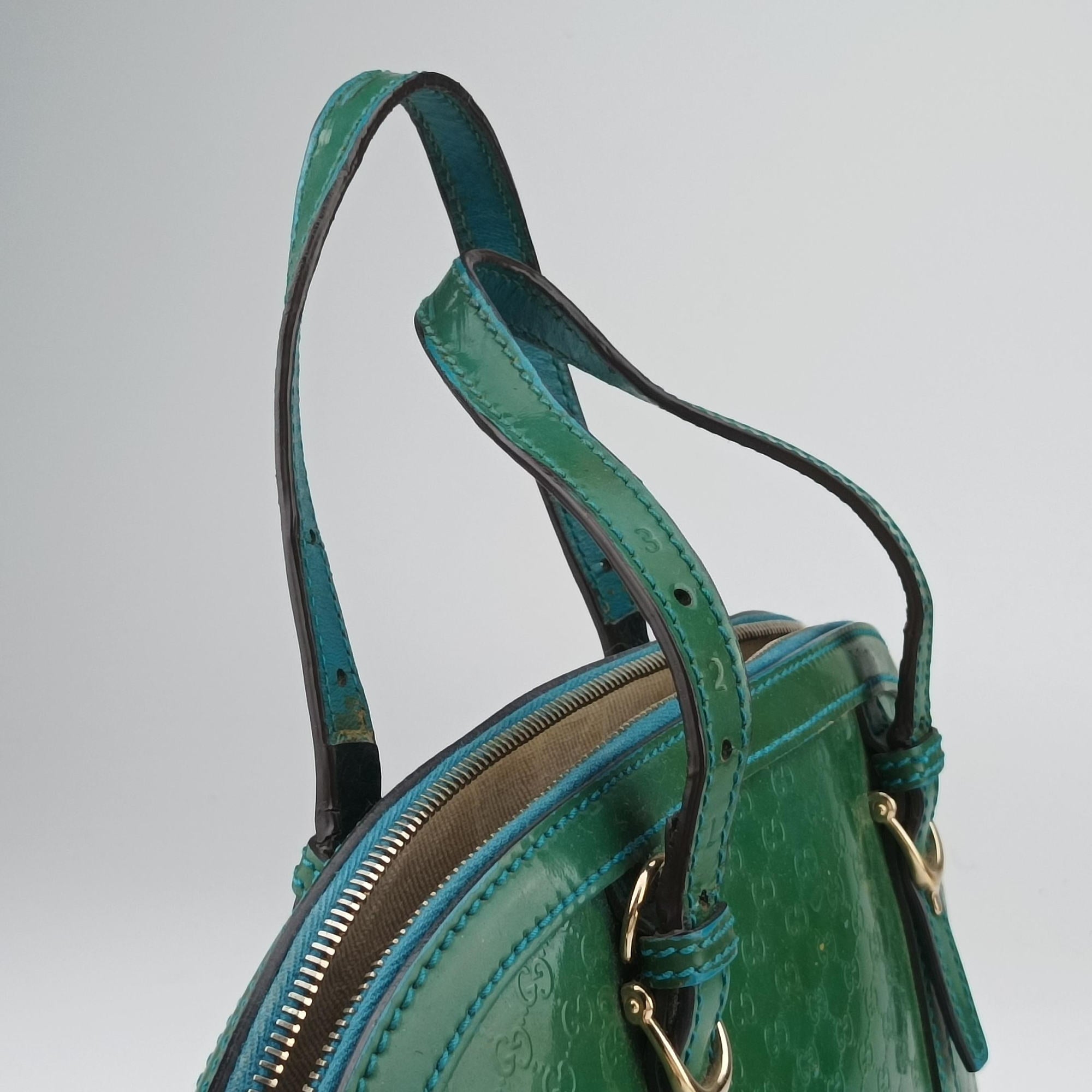 Pre-owned Gucci Microguccissima Green Patent Leather 309617 shoulderbag | stylenewstar