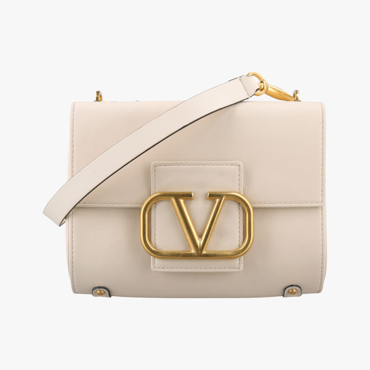 Pre-owned Valentino VLogo White Leather  shoulderbag | stylenewstar