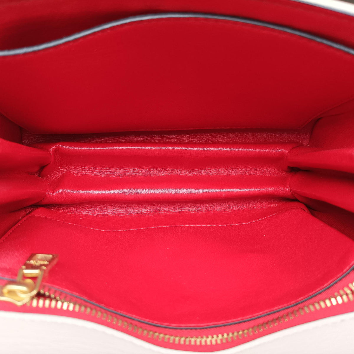 Pre-owned Valentino VLogo White Leather  shoulderbag | stylenewstar