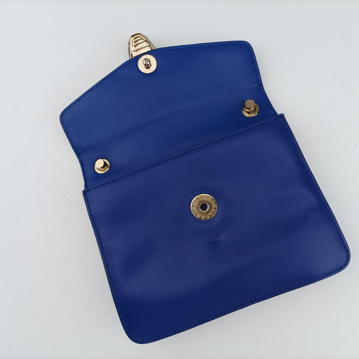 Pre-owned Bvlgari Serpenti Blue Galuchat Skin×Leather  shoulderbag | stylenewstar