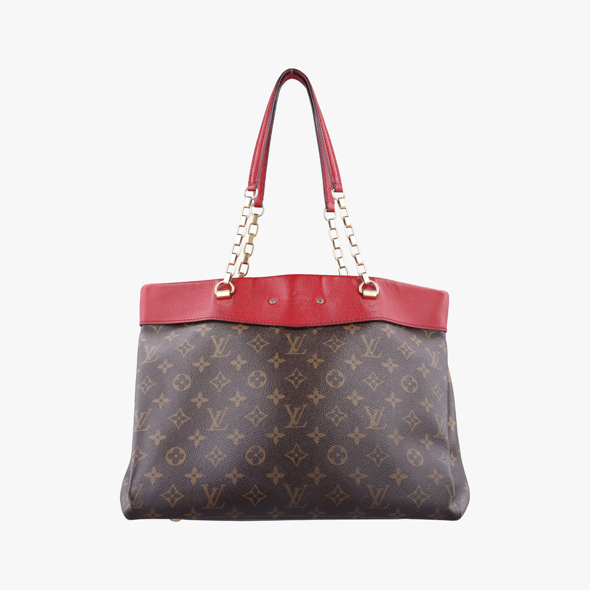 Pre-owned Louis Vuitton PALLAS SHOPPER Brown×CERISE Monogram Canvas×calf leather M51197 shoulderbag | stylenewstar