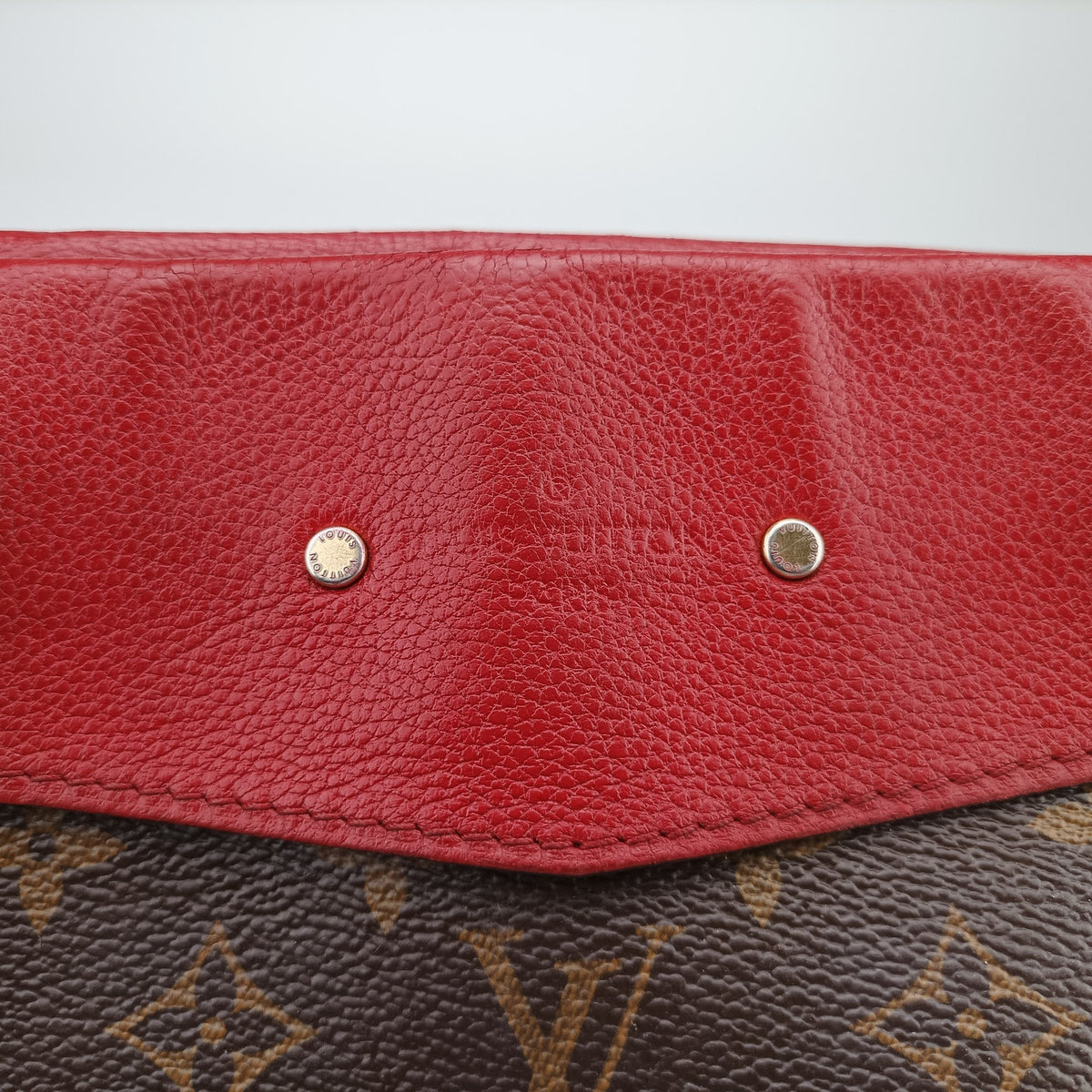 Pre-owned Louis Vuitton PALLAS SHOPPER Brown×CERISE Monogram Canvas×calf leather M51197 shoulderbag | stylenewstar