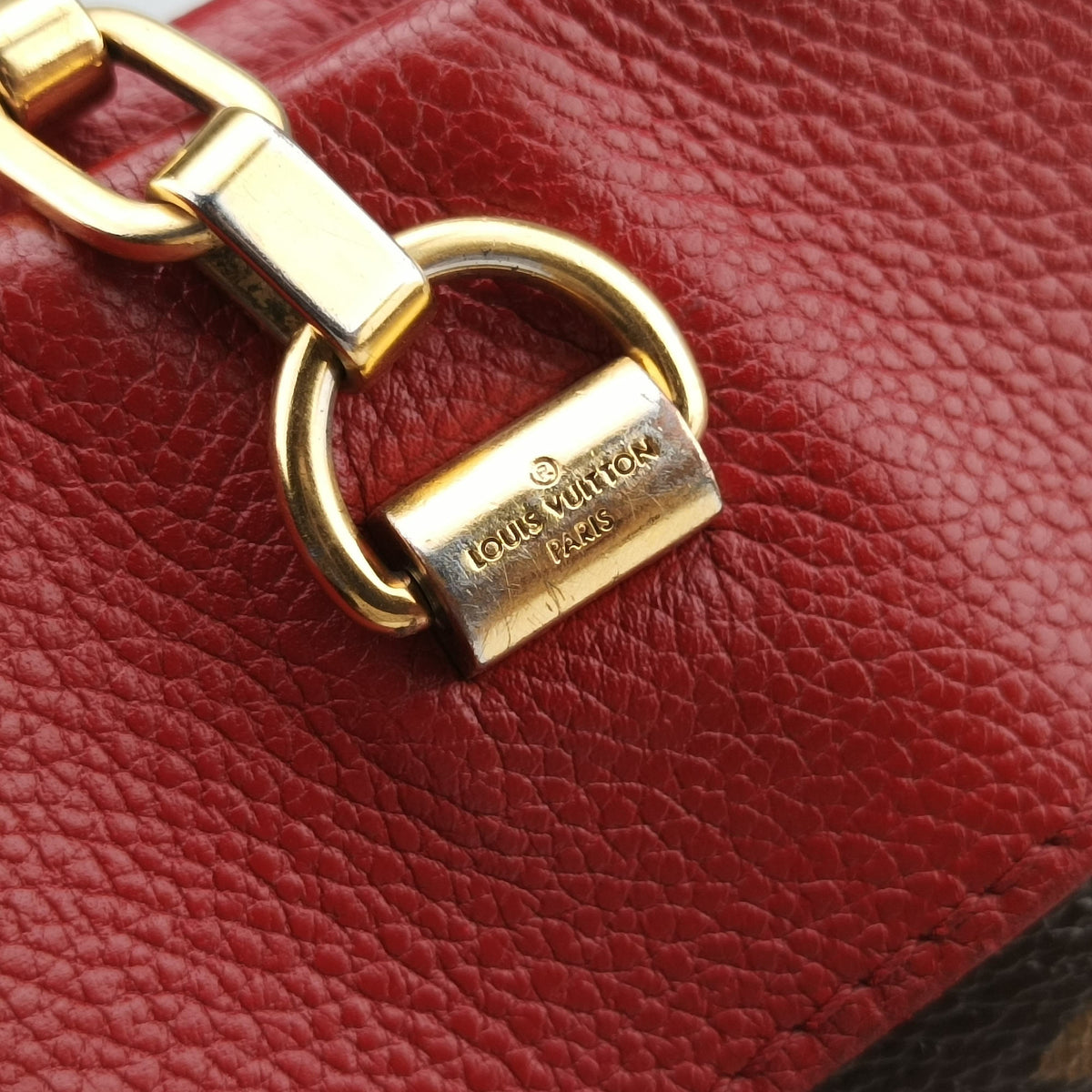 Pre-owned Louis Vuitton PALLAS SHOPPER Brown×CERISE Monogram Canvas×calf leather M51197 shoulderbag | stylenewstar