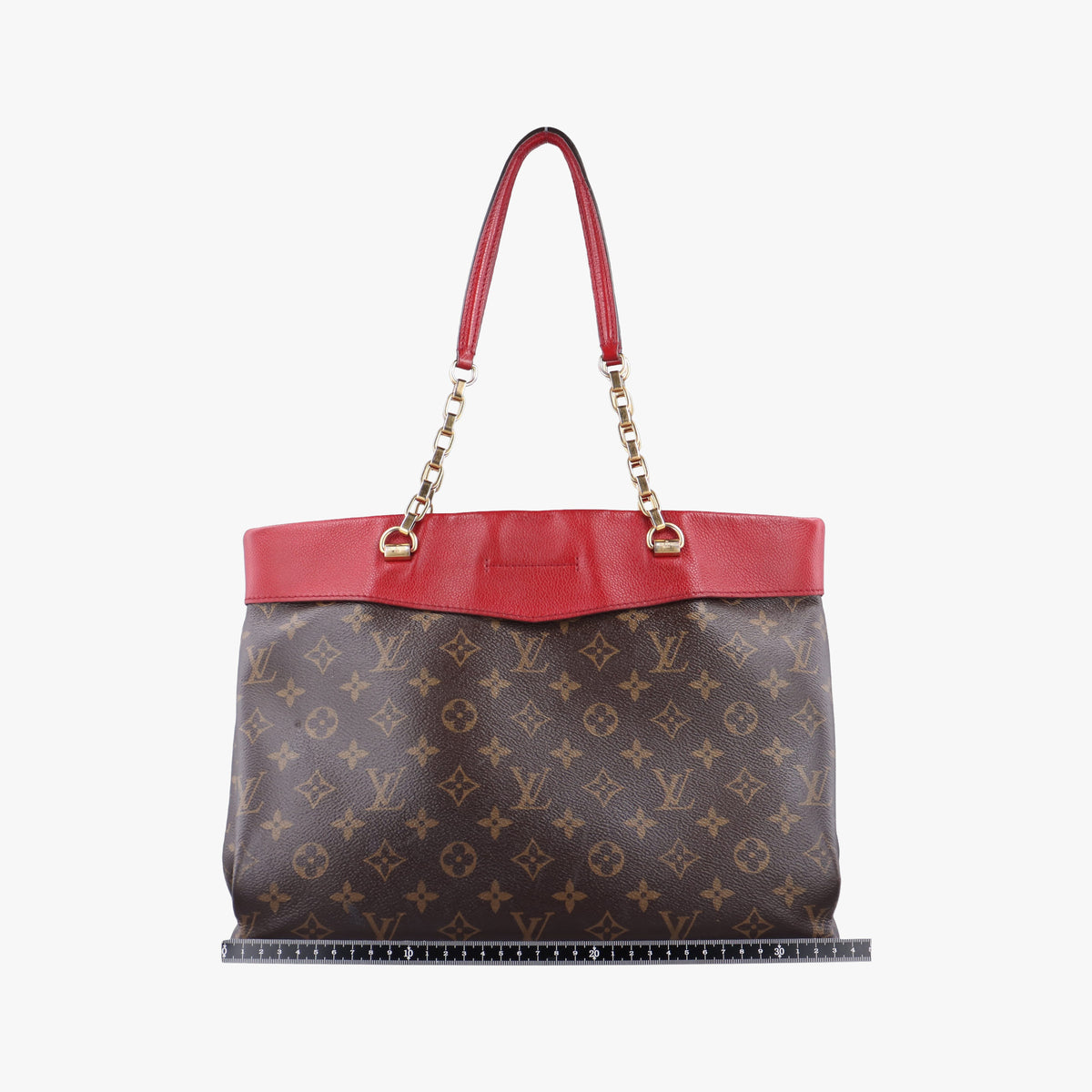 Pre-owned Louis Vuitton PALLAS SHOPPER Brown×CERISE Monogram Canvas×calf leather M51197 shoulderbag | stylenewstar