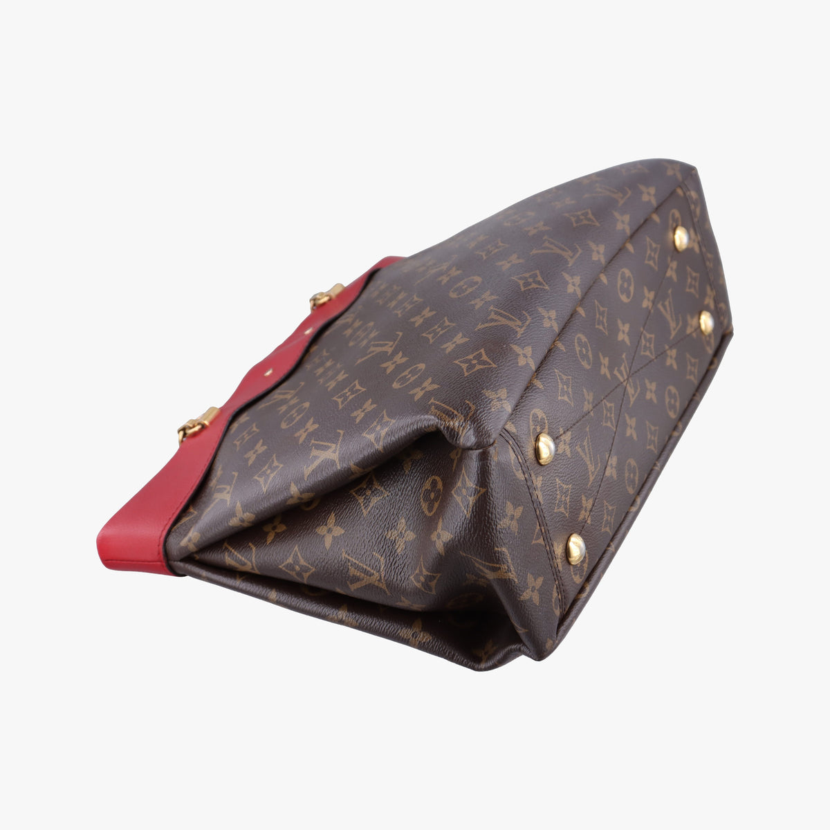Pre-owned Louis Vuitton PALLAS SHOPPER Brown×CERISE Monogram Canvas×calf leather M51197 shoulderbag | stylenewstar