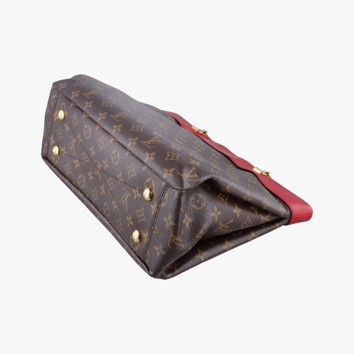 Pre-owned Louis Vuitton PALLAS SHOPPER Brown×CERISE Monogram Canvas×calf leather M51197 shoulderbag | stylenewstar