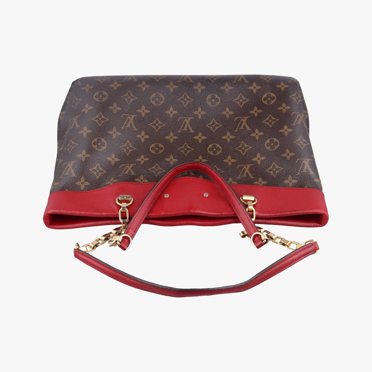 Pre-owned Louis Vuitton PALLAS SHOPPER Brown×CERISE Monogram Canvas×calf leather M51197 shoulderbag | stylenewstar