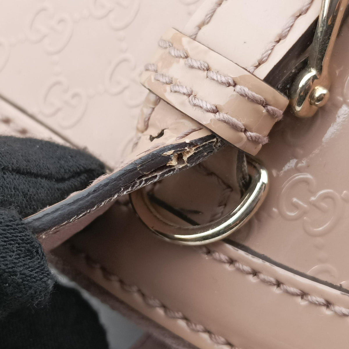 Pre-owned Gucci Microguccissima Beige Patent Leather 309617 shoulderbag | stylenewstar