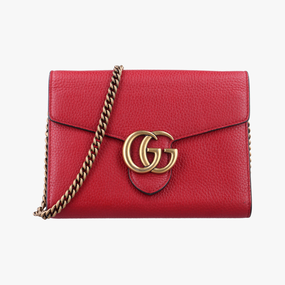 Pre-owned Gucci GG Marmont Red Leather 401232 shoulderbag | stylenewstar