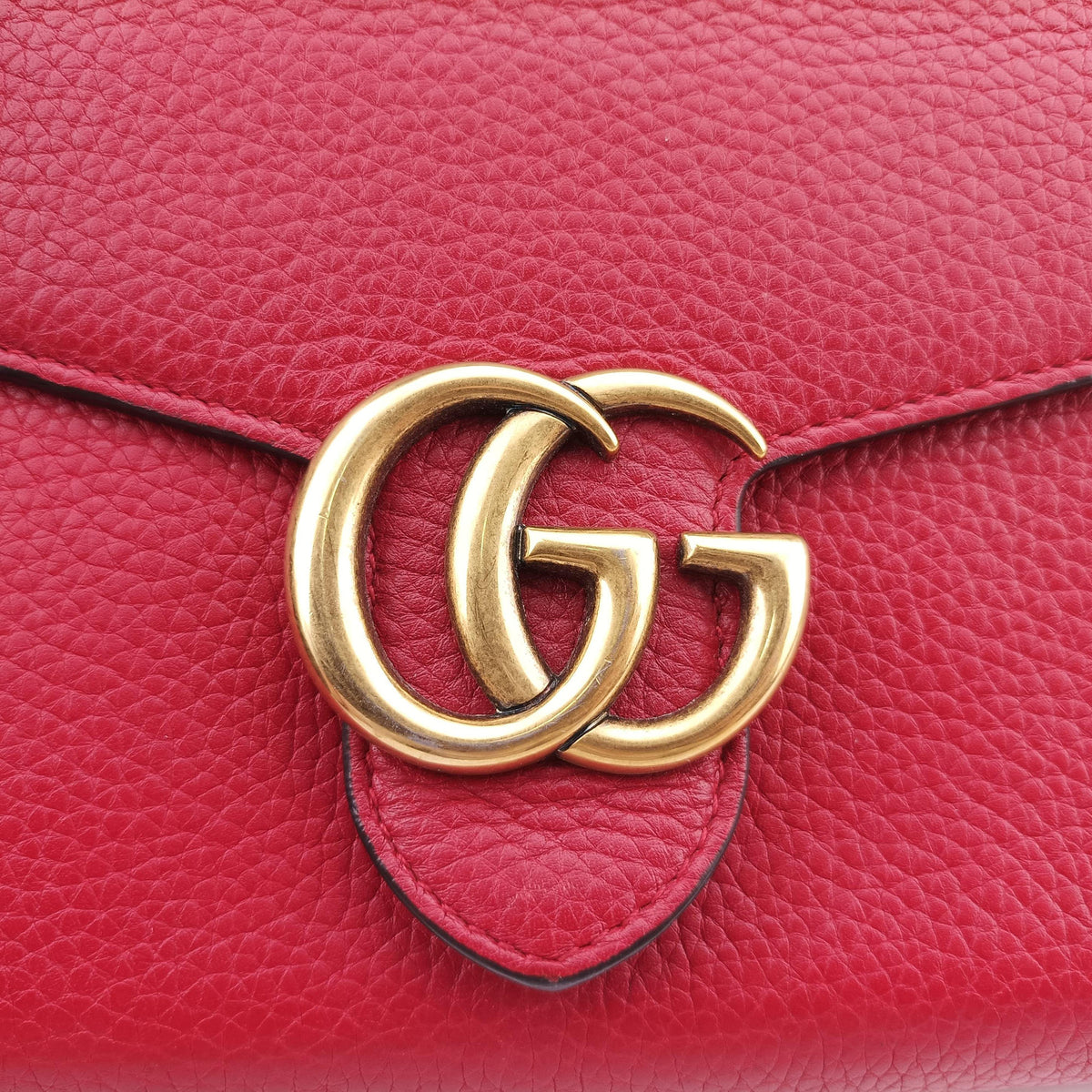 Pre-owned Gucci GG Marmont Red Leather 401232 shoulderbag | stylenewstar