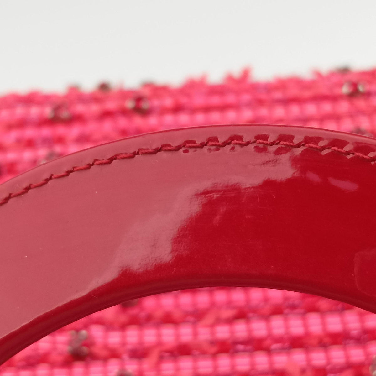 Secondhand Christian Dior Lady Dior Heart Crystal Cannage Fringe Red×Multicolour Tweed×Enamel  shoulderbag | stylenewstar