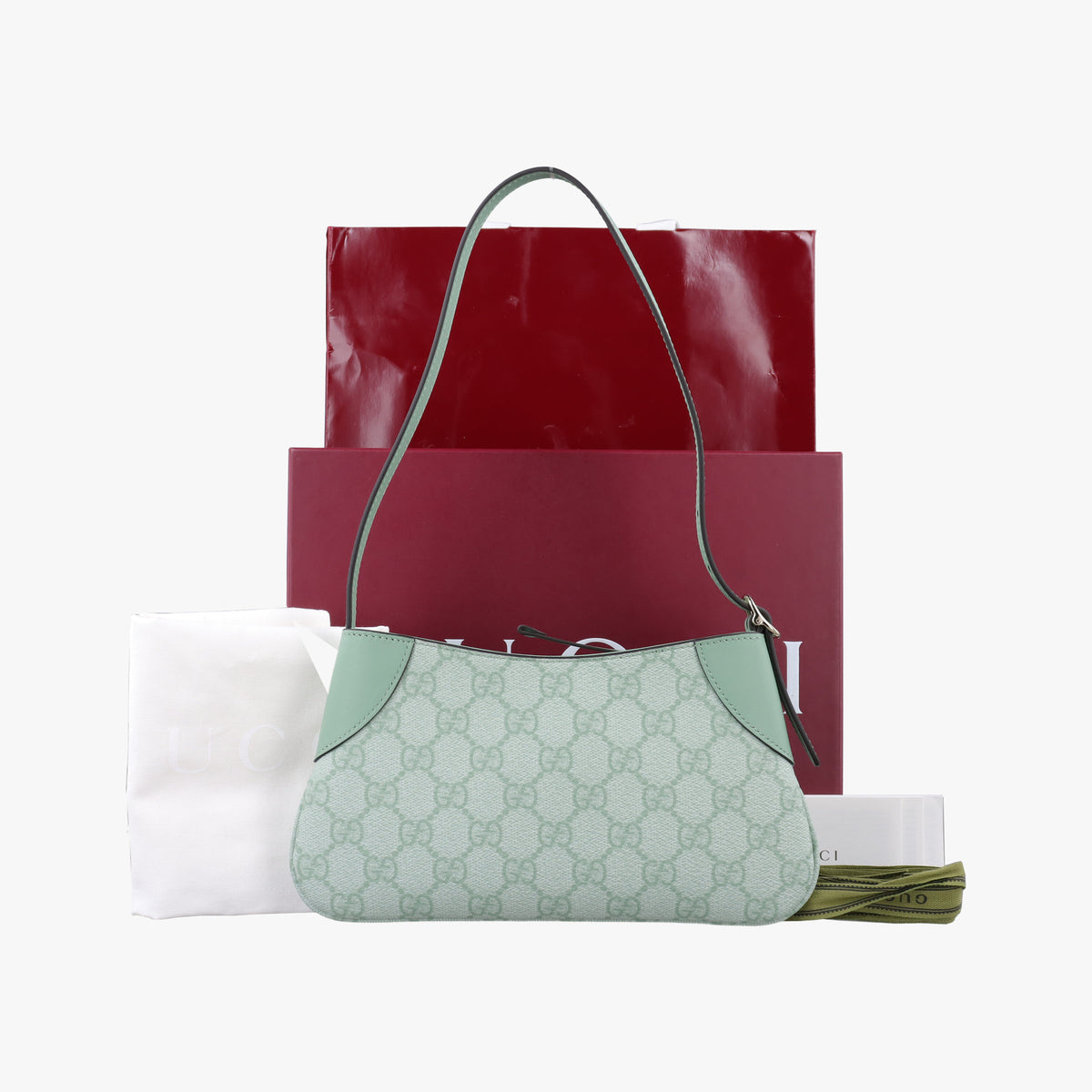 Pre-owned Gucci GG Emblem Green GG Coated Canvas×Leather 820696 handbag | stylenewstar