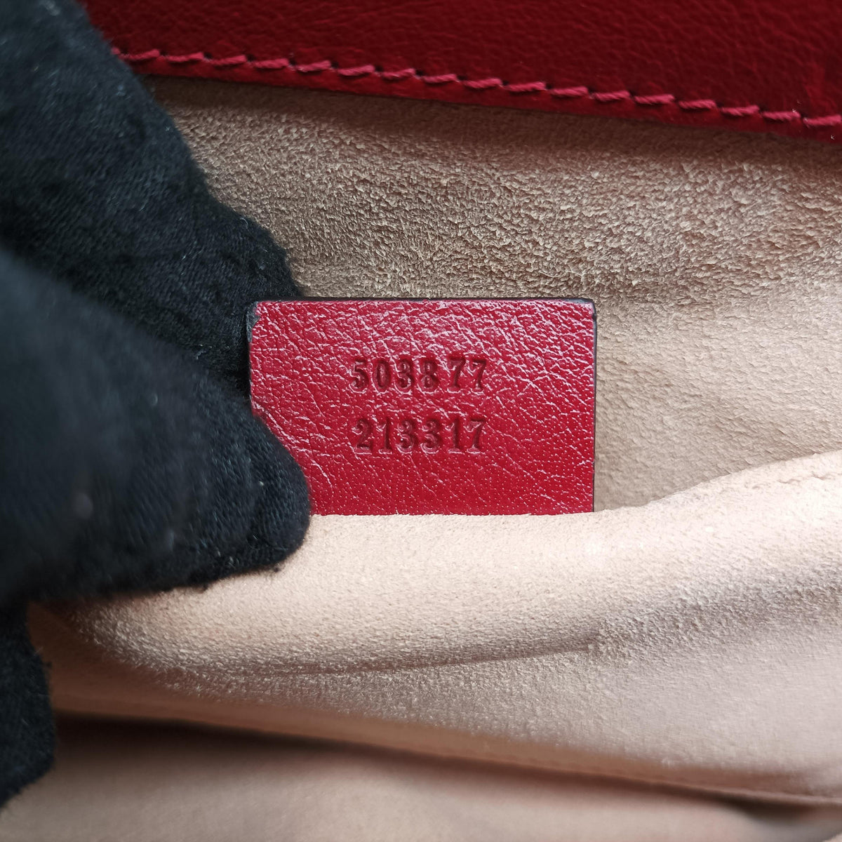 Pre-owned Gucci Ophidia Navy×red Suede×Leather 503877 shoulderbag | stylenewstar