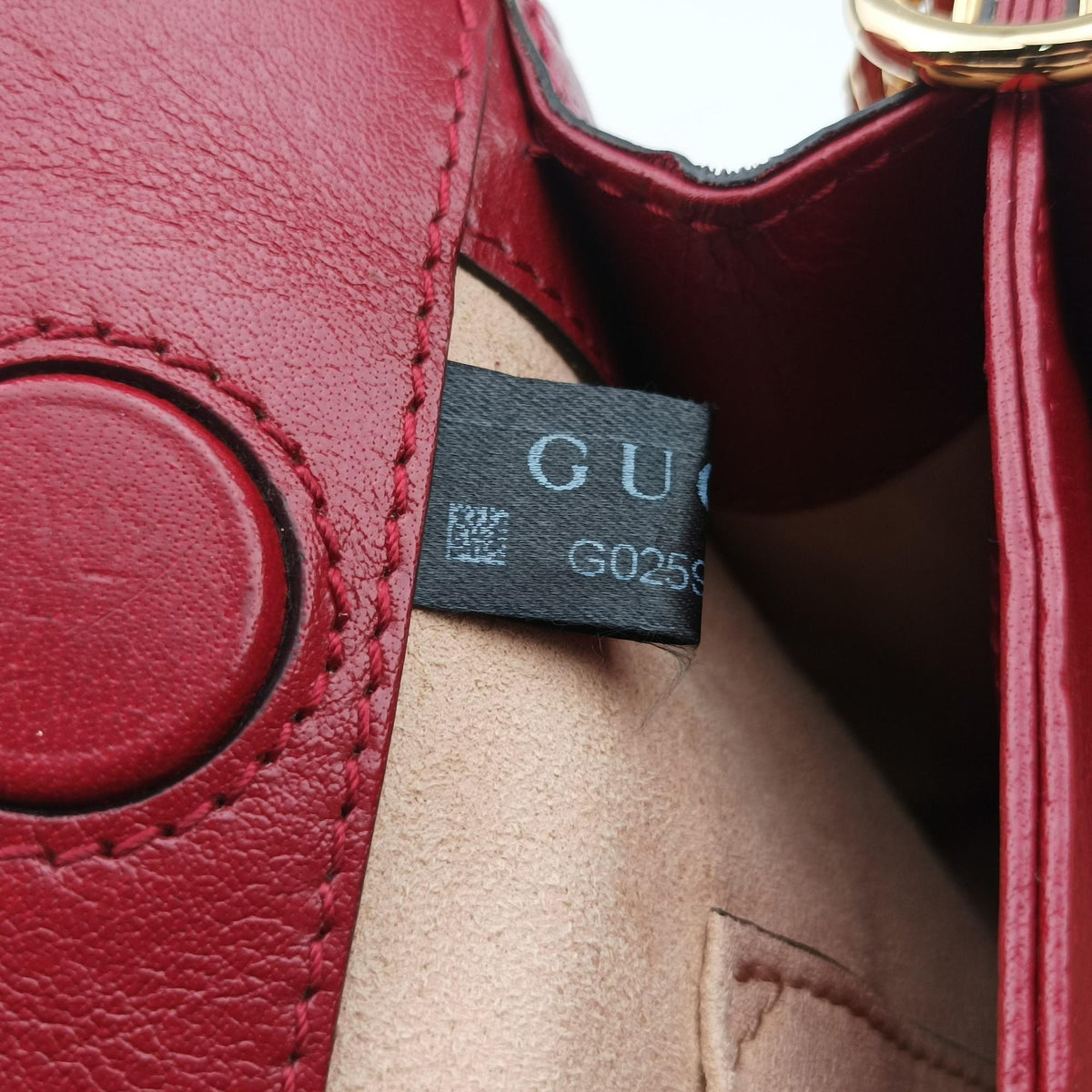 Pre-owned Gucci Ophidia Navy×red Suede×Leather 503877 shoulderbag | stylenewstar