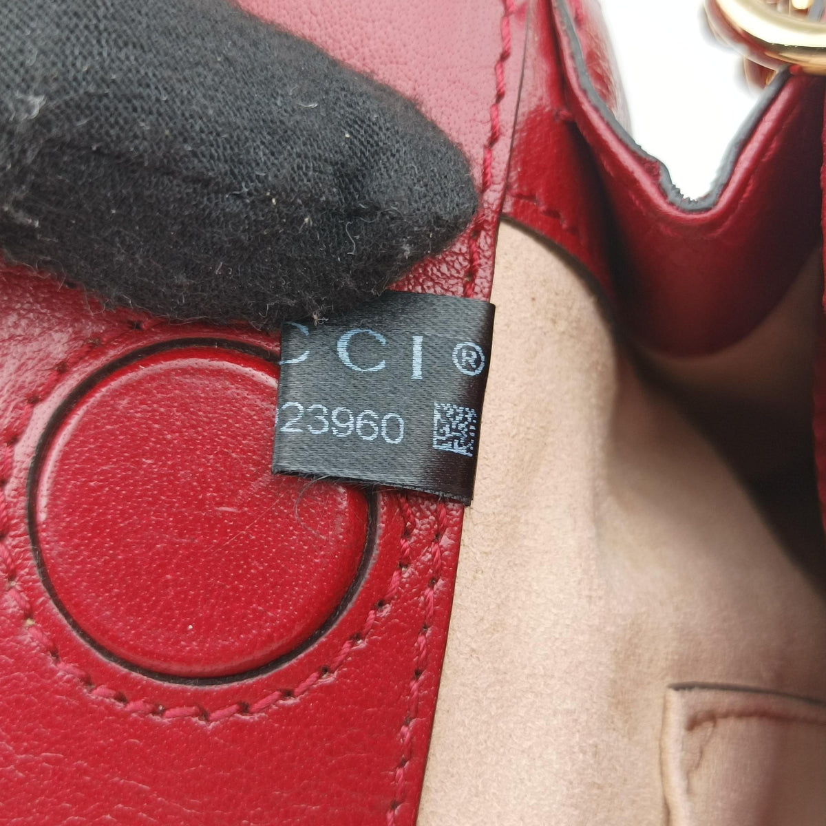 Pre-owned Gucci Ophidia Navy×red Suede×Leather 503877 shoulderbag | stylenewstar