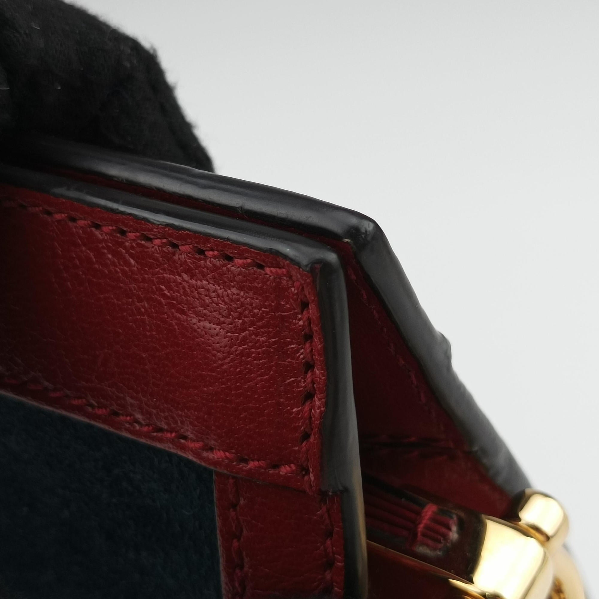 Pre-owned Gucci Ophidia Navy×red Suede×Leather 503877 shoulderbag | stylenewstar