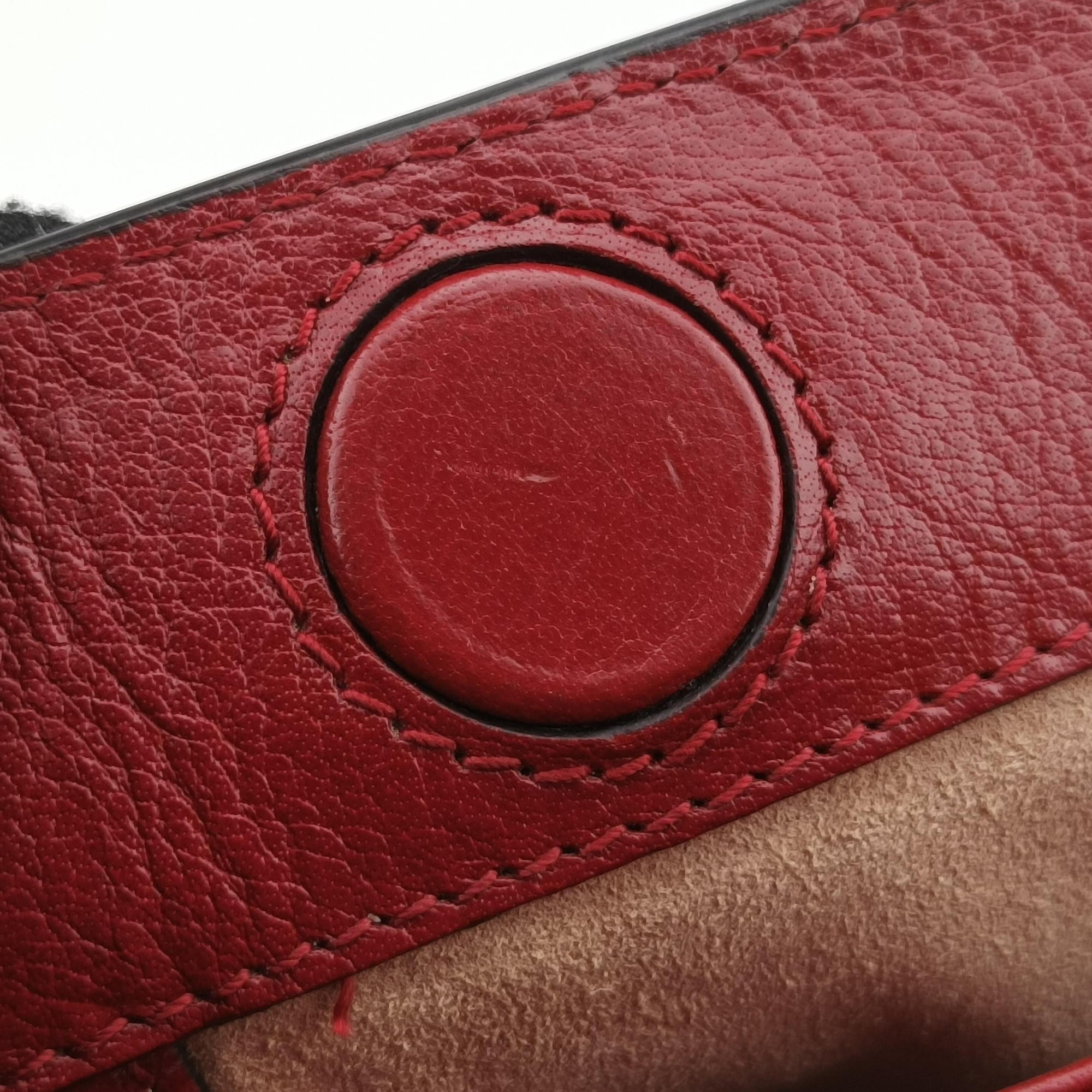 Pre-owned Gucci Ophidia Navy×red Suede×Leather 503877 shoulderbag | stylenewstar