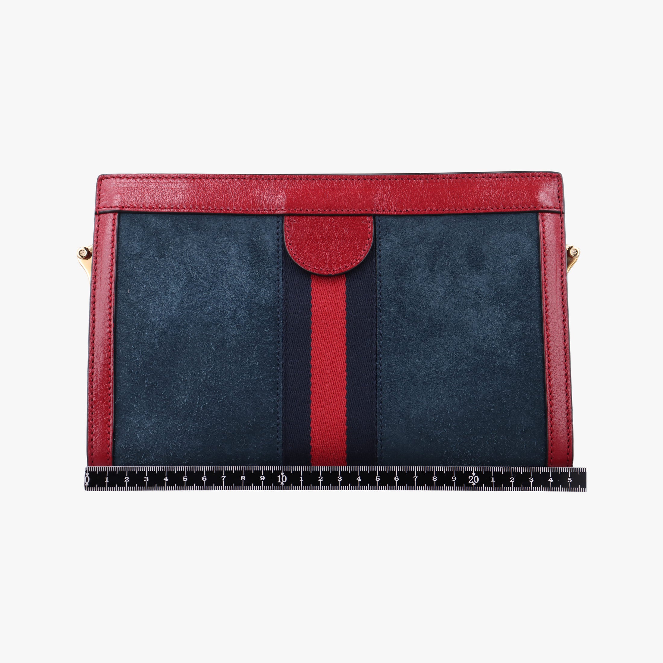 Pre-owned Gucci Ophidia Navy×red Suede×Leather 503877 shoulderbag | stylenewstar