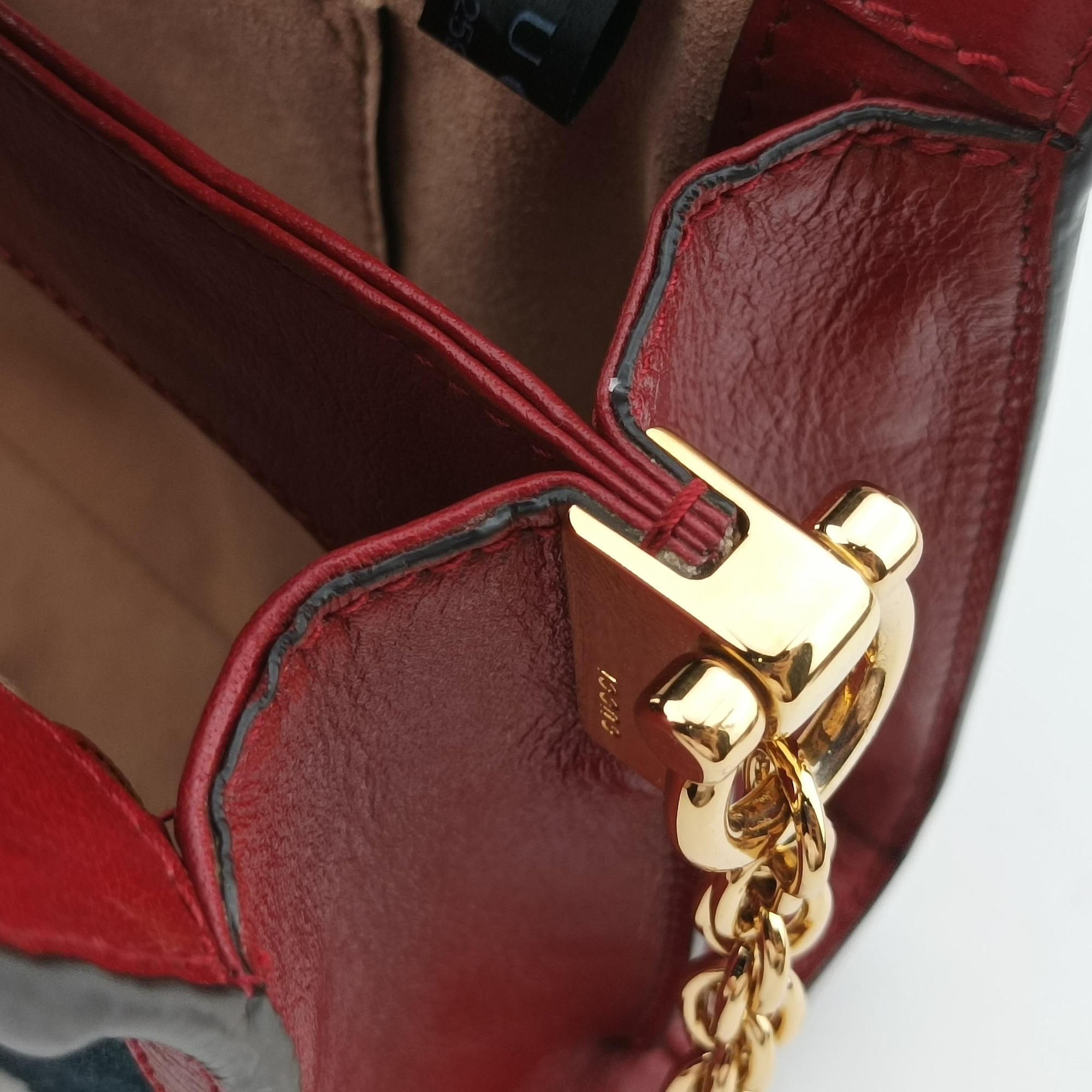 Pre-owned Gucci Ophidia Navy×red Suede×Leather 503877 shoulderbag | stylenewstar