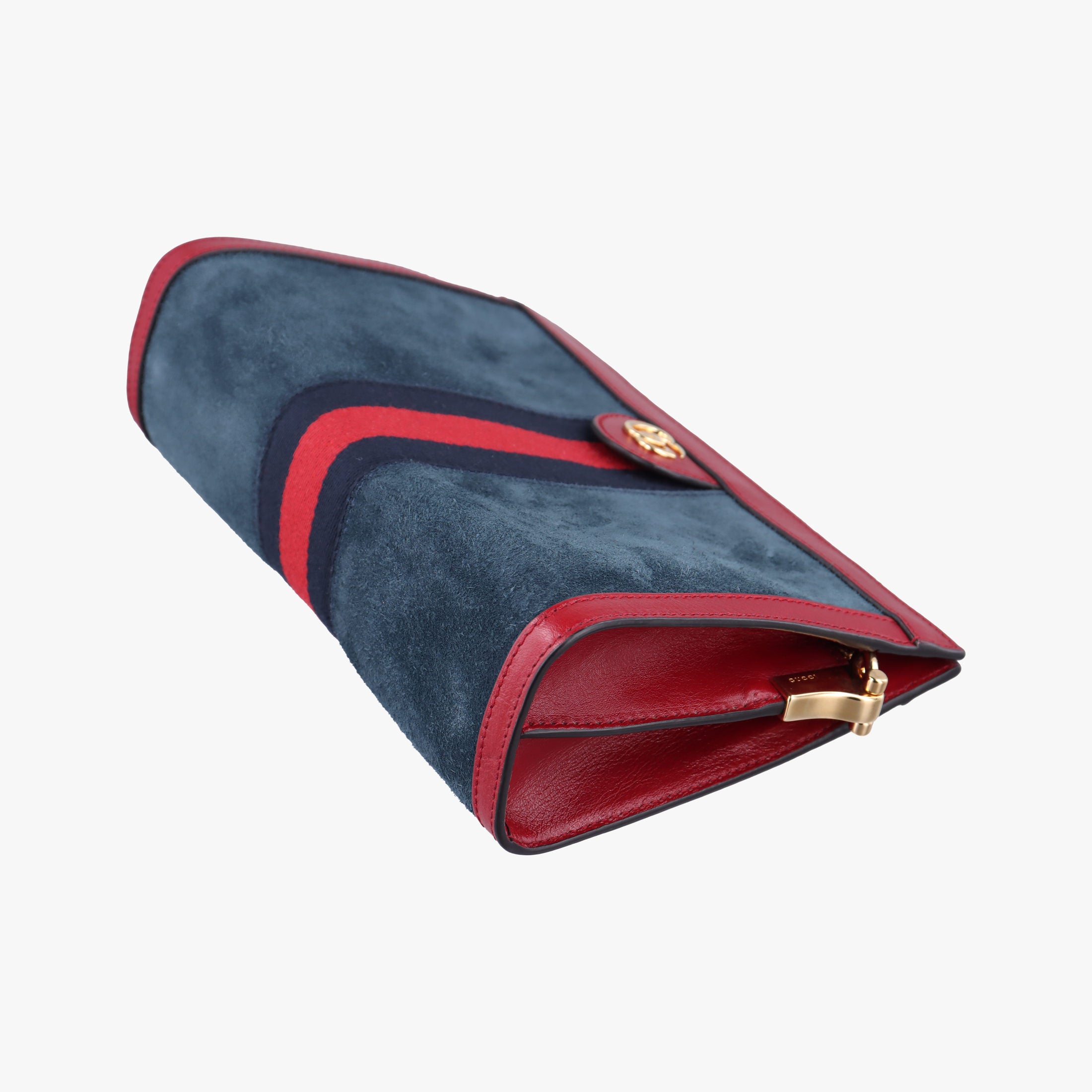 Pre-owned Gucci Ophidia Navy×red Suede×Leather 503877 shoulderbag | stylenewstar