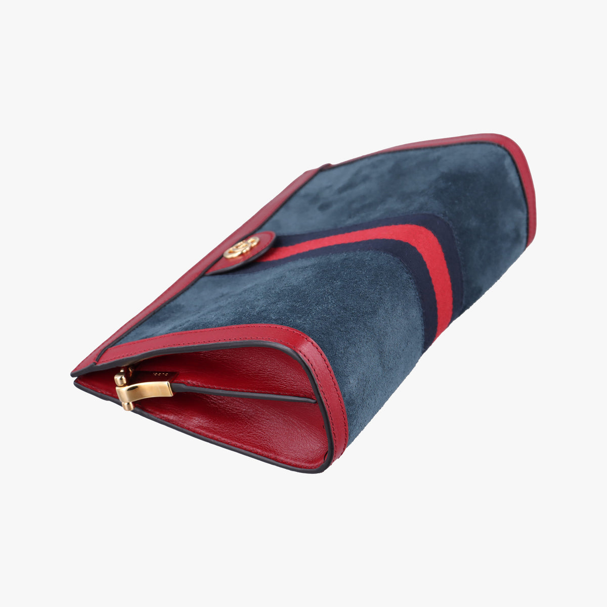 Pre-owned Gucci Ophidia Navy×red Suede×Leather 503877 shoulderbag | stylenewstar