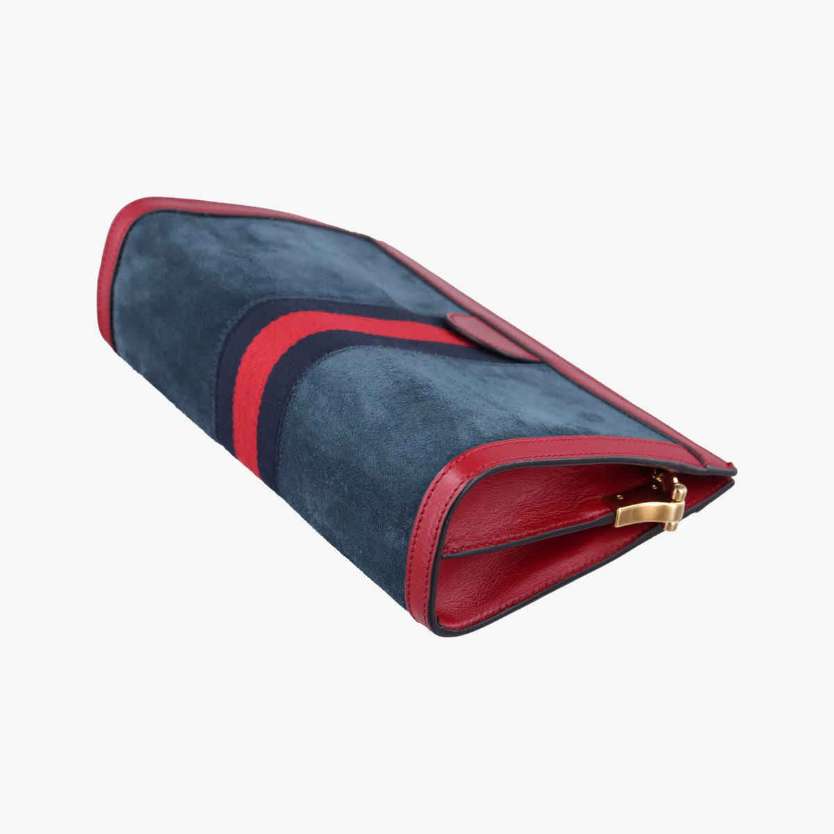 Pre-owned Gucci Ophidia Navy×red Suede×Leather 503877 shoulderbag | stylenewstar