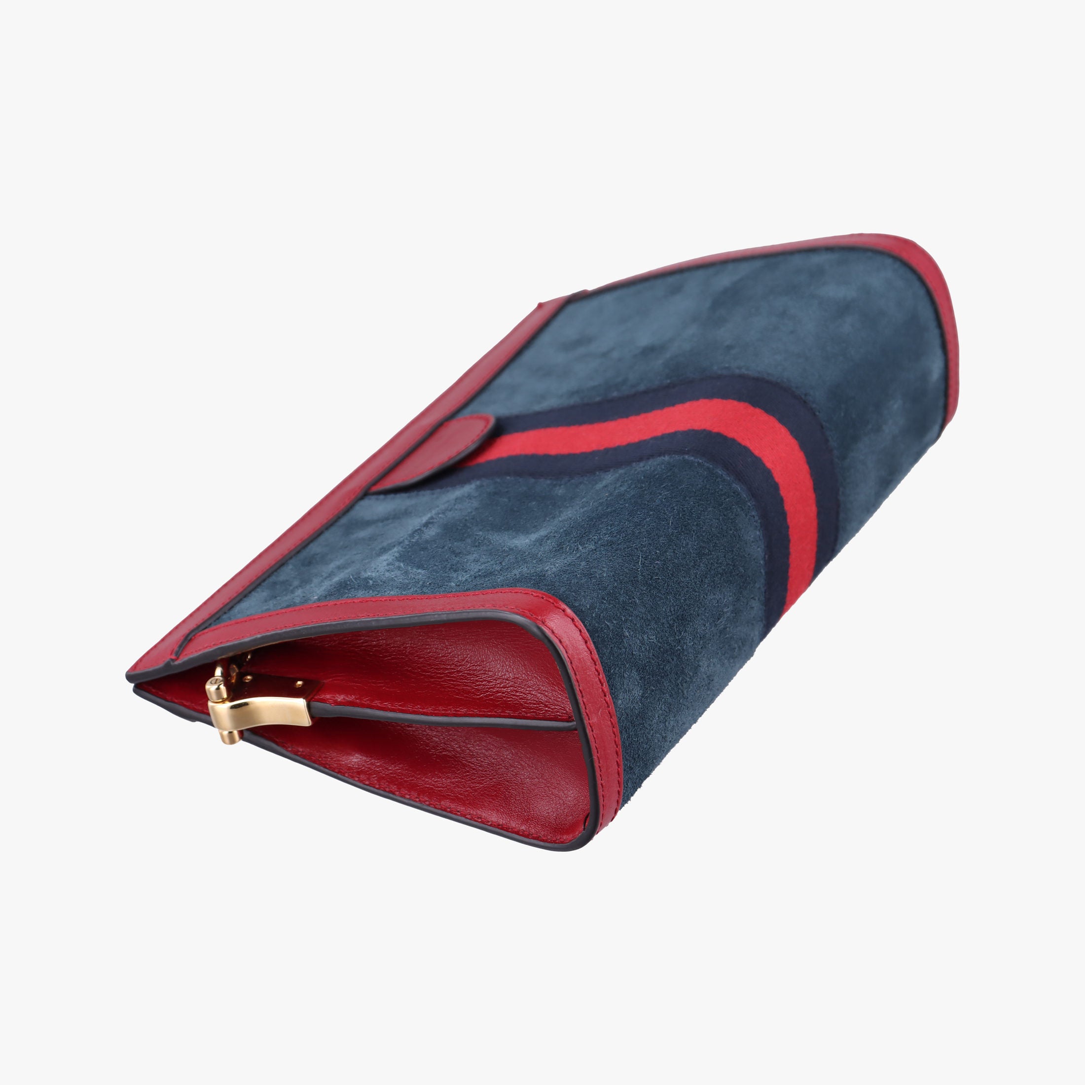 Pre-owned Gucci Ophidia Navy×red Suede×Leather 503877 shoulderbag | stylenewstar