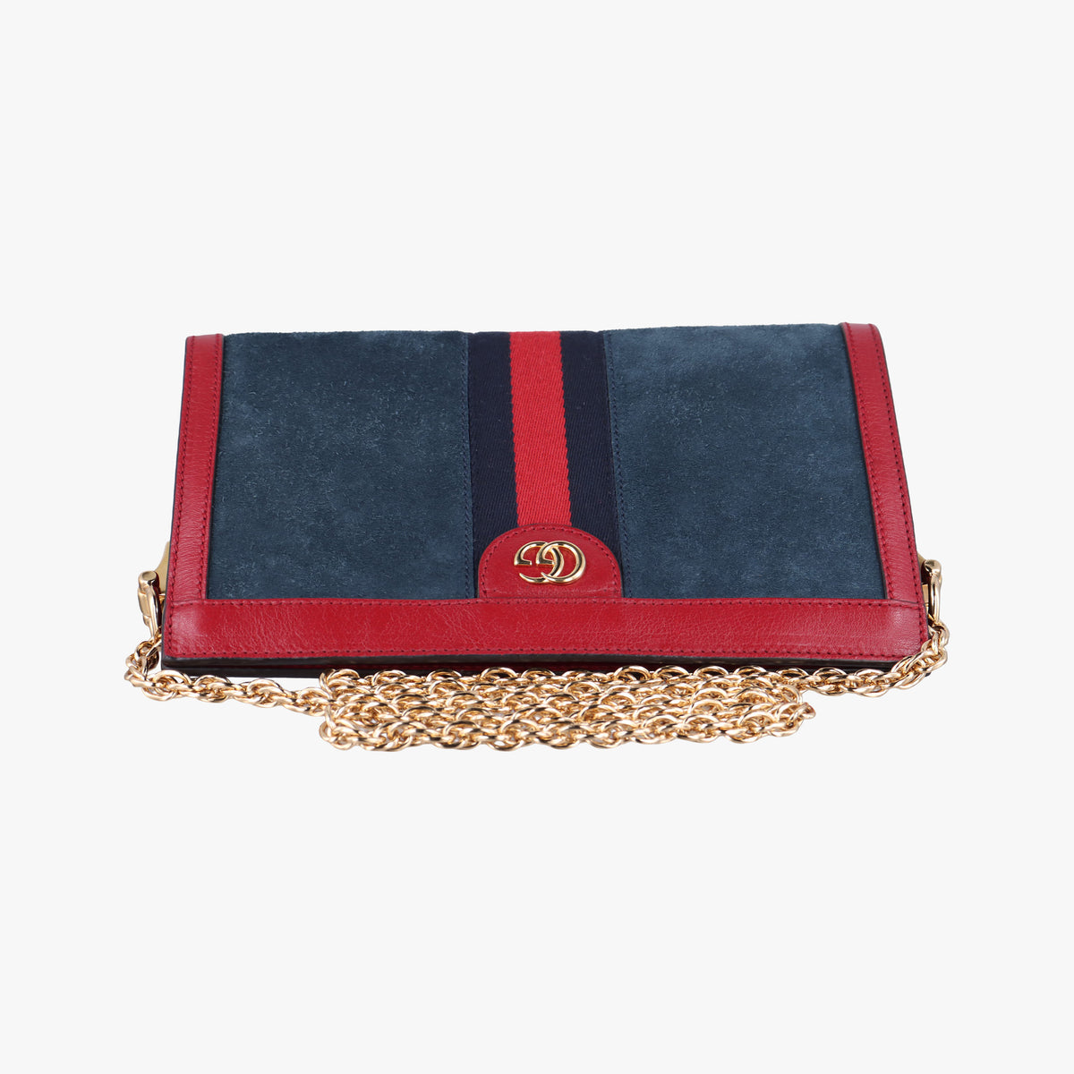 Pre-owned Gucci Ophidia Navy×red Suede×Leather 503877 shoulderbag | stylenewstar