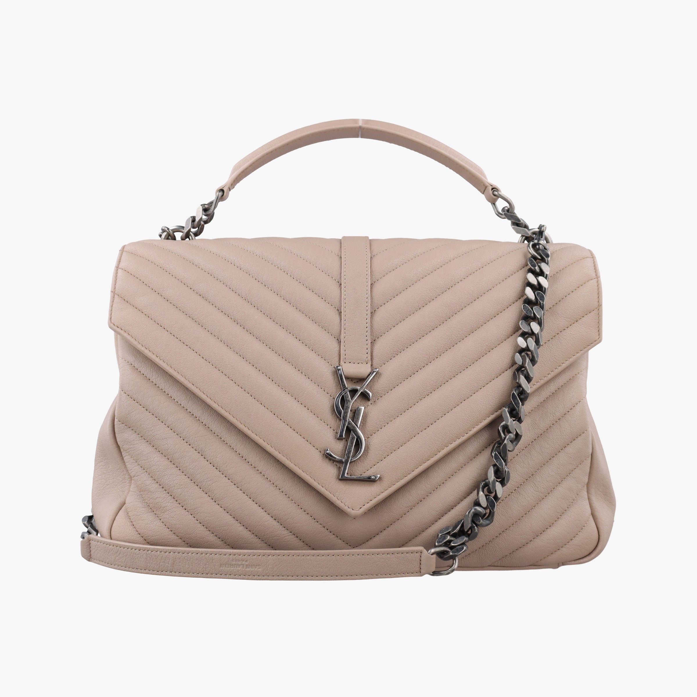Pre-owned Yves Saint Laurent COLLEGE Beige Leather 487212 shoulderbag | stylenewstar