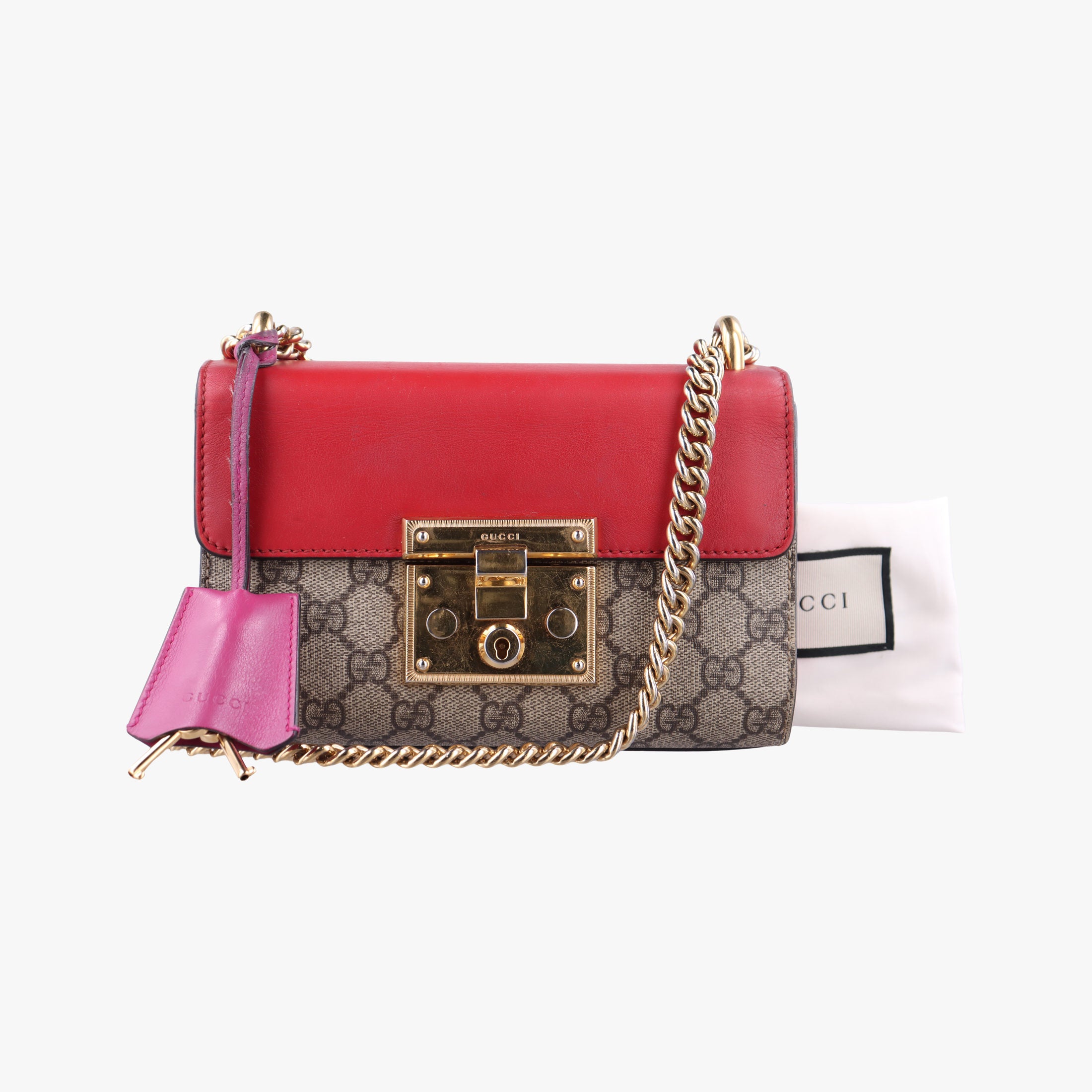 Pre-owned Gucci Padlock beige×multi PVC coated canvas×Leather 409487 shoulderbag | stylenewstar