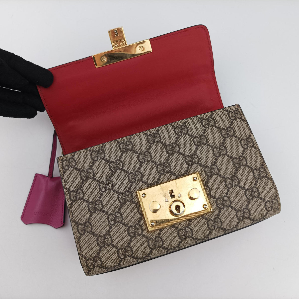 Pre-owned Gucci Padlock beige×multi PVC coated canvas×Leather 409487 shoulderbag | stylenewstar