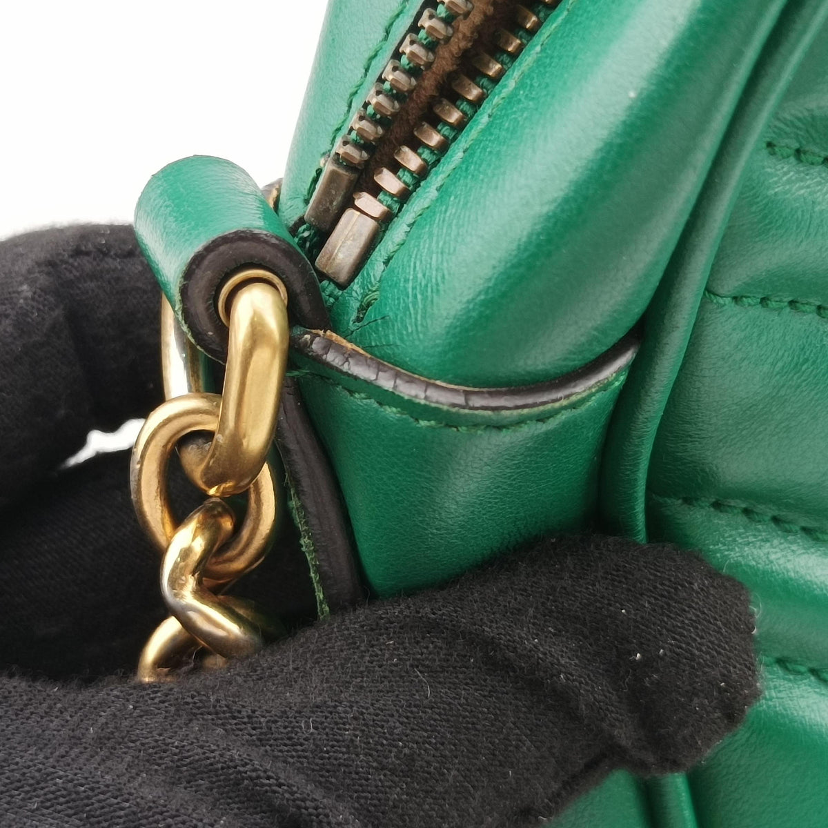 Pre-owned Gucci GG Marmont Green Leather 447632 shoulderbag | stylenewstar