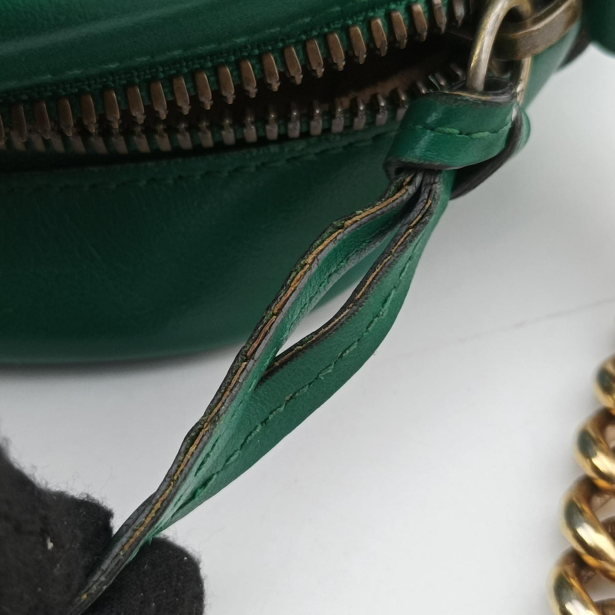 Pre-owned Gucci GG Marmont Green Leather 447632 shoulderbag | stylenewstar