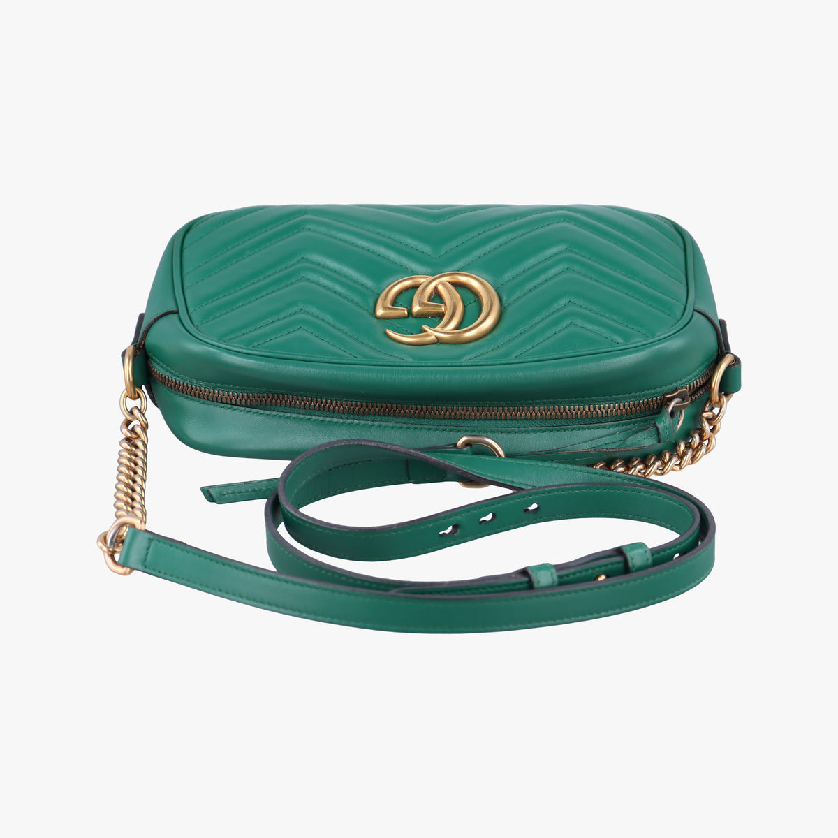 Pre-owned Gucci GG Marmont Green Leather 447632 shoulderbag | stylenewstar