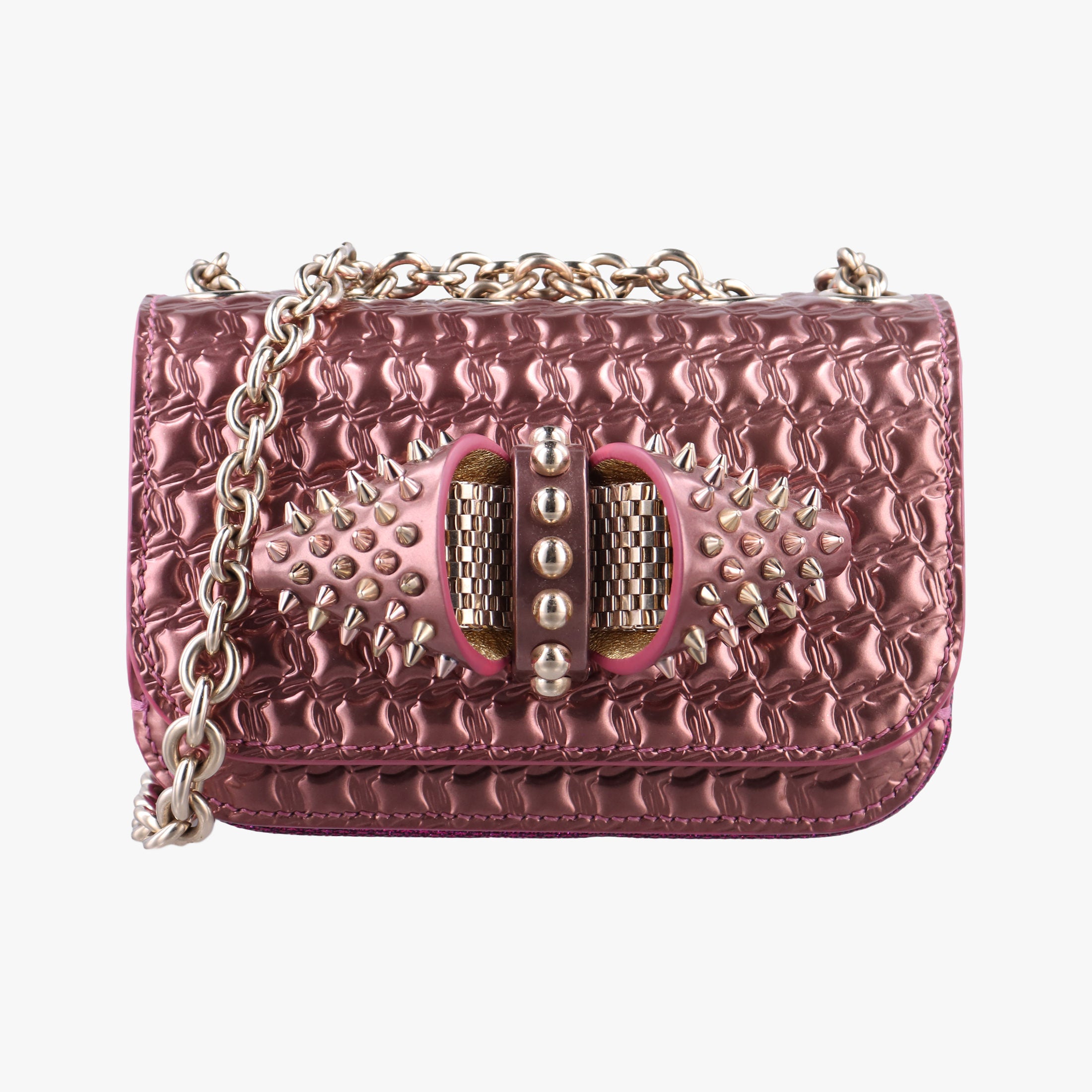 Vintage Christian Louboutin Sweet Charity Scarabe Spike Pink Patent  shoulderbag | stylenewstar