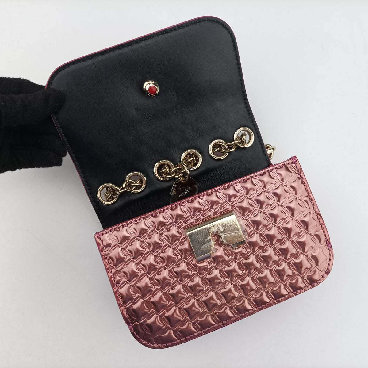 Vintage Christian Louboutin Sweet Charity Scarabe Spike Pink Patent  shoulderbag | stylenewstar